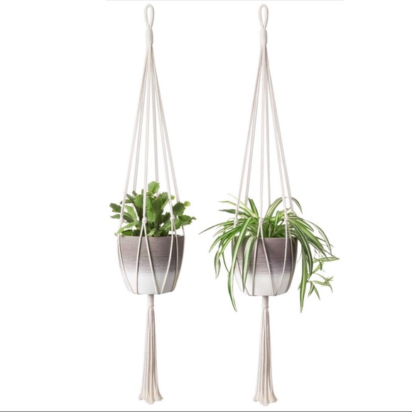 Other - 2 pack 🌿 boho macramé hanging plant holders tan